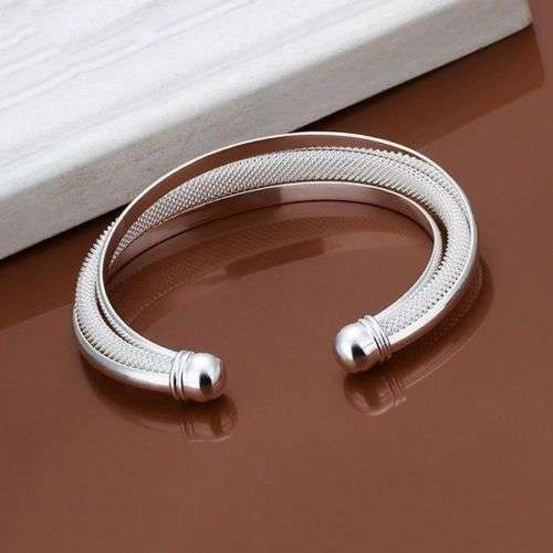 US 925 Sterling Silver Cuff Bracelet Bangle Chain Wristband Women Jewelry Best Deals in USA